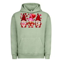 Pigment Oil Green valentines day gnomies with heart balloon Urban Hoodie - NancyCooperArtShop
