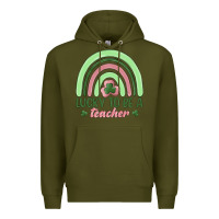 Army Green lucky to be a teacher Premium Hoodie - MaliasSmallBusiness