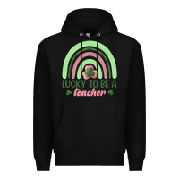 Black lucky to be a teacher Premium Hoodie - MaliasSmallBusiness