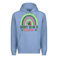 Colony Blue lucky to be a teacher Premium Hoodie - MaliasSmallBusiness