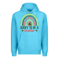 Ocean Blue lucky to be a teacher Premium Hoodie - MaliasSmallBusiness