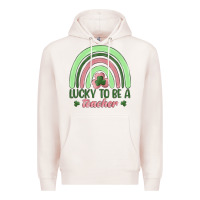 Pale Pink lucky to be a teacher Premium Hoodie - MaliasSmallBusiness