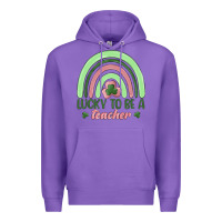 Purple lucky to be a teacher Premium Hoodie - MaliasSmallBusiness