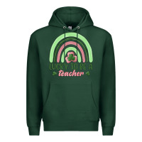 Sports Green lucky to be a teacher Premium Hoodie - MaliasSmallBusiness