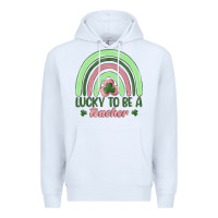 White lucky to be a teacher Premium Hoodie - MaliasSmallBusiness