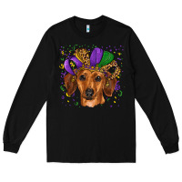 Black mardi gras hat dachshund Long Sleeve Tee - RanaPortraitStore