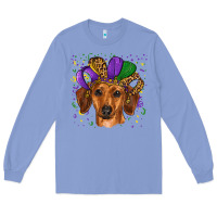 Colony Blue mardi gras hat dachshund Long Sleeve Tee - RanaPortraitStore