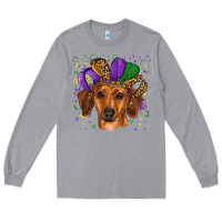Heather Grey mardi gras hat dachshund Long Sleeve Tee - RanaPortraitStore