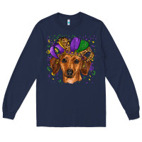 Navy mardi gras hat dachshund Long Sleeve Tee - RanaPortraitStore