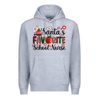 Heather Grey santa's favorite  school nurse Premium Hoodie - AdoDesignShop