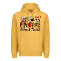 Mustard santa's favorite  school nurse Premium Hoodie - AdoDesignShop