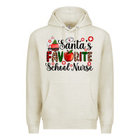 Oatmeal Heather santa's favorite  school nurse Premium Hoodie - AdoDesignShop