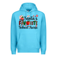 Ocean Blue santa's favorite  school nurse Premium Hoodie - AdoDesignShop
