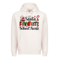 Pale Pink santa's favorite  school nurse Premium Hoodie - AdoDesignShop