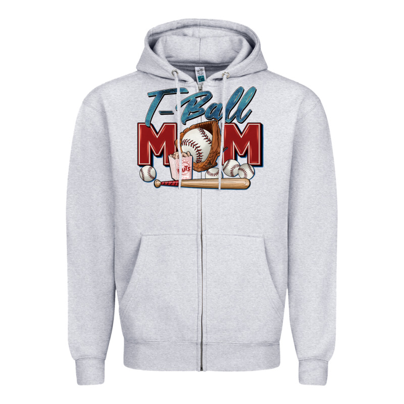 T Ball Mom Zipper Hoodie by Zillion Design Studio | Teevron