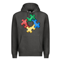 Charcoal Heather autism puzzle Premium Hoodie - MaliasSmallBusiness