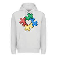 Dove Grey autism puzzle Premium Hoodie - MaliasSmallBusiness