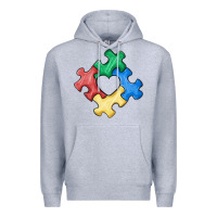Heather Grey autism puzzle Premium Hoodie - MaliasSmallBusiness