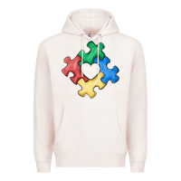 Pale Pink autism puzzle Premium Hoodie - MaliasSmallBusiness