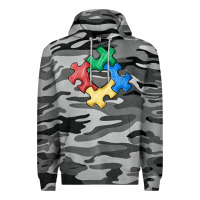 Slate Camo autism puzzle Premium Hoodie - MaliasSmallBusiness