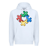 White autism puzzle Premium Hoodie - MaliasSmallBusiness