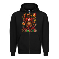 Black santa's favorite dispatcher afro messy bun Zipper Hoodie - texasbilliewilder