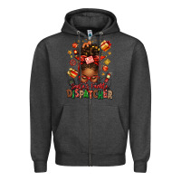 Charcoal Heather santa's favorite dispatcher afro messy bun Zipper Hoodie - texasbilliewilder