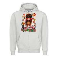 Dove Grey santa's favorite dispatcher afro messy bun Zipper Hoodie - texasbilliewilder