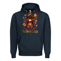 Navy santa's favorite dispatcher afro messy bun Zipper Hoodie - texasbilliewilder