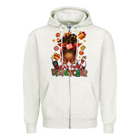 Oatmeal Heather santa's favorite dispatcher afro messy bun Zipper Hoodie - texasbilliewilder