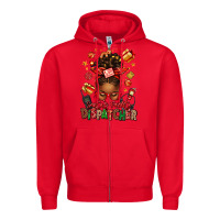 Red santa's favorite dispatcher afro messy bun Zipper Hoodie - texasbilliewilder