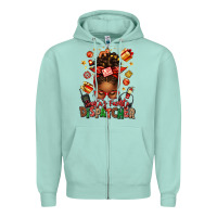 Seafoam santa's favorite dispatcher afro messy bun Zipper Hoodie - texasbilliewilder