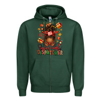 Sports Green santa's favorite dispatcher afro messy bun Zipper Hoodie - texasbilliewilder