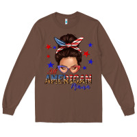Chestnut all american mama messy bun Long Sleeve Tee - texasbilliewilder