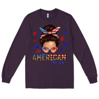 Plum all american mama messy bun Long Sleeve Tee - texasbilliewilder