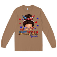 Toasted Coconut all american mama messy bun Long Sleeve Tee - texasbilliewilder