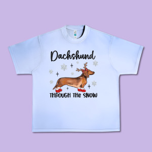 Dachshund Through The Snow Urban Heavy Tee Designed By Maliassmallbusiness