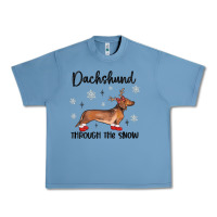 Pebble Blue dachshund through the snow Urban Heavy Tee - MaliasSmallBusiness