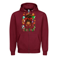 Burgundy santa's favorite secretary afro messy bun Zipper Hoodie - texasbilliewilder