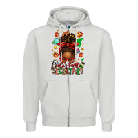 Dove Grey santa's favorite secretary afro messy bun Zipper Hoodie - texasbilliewilder
