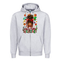 Heather Grey santa's favorite secretary afro messy bun Zipper Hoodie - texasbilliewilder