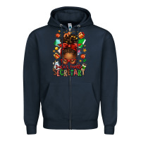 Navy santa's favorite secretary afro messy bun Zipper Hoodie - texasbilliewilder