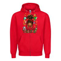 Red santa's favorite secretary afro messy bun Zipper Hoodie - texasbilliewilder
