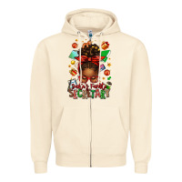 Santa's Favorite Secretary Afro Messy Bun Zipper Hoodie | Teevron