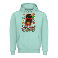 Seafoam santa's favorite secretary afro messy bun Zipper Hoodie - texasbilliewilder