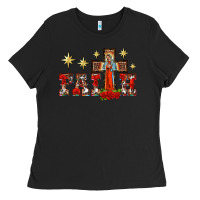Black faith our lady of guadalupe cross Ladies Tee - BarkalooDesign