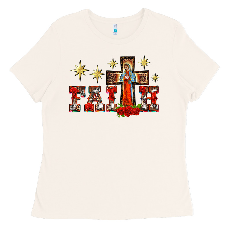 Faith Our Lady Of Guadalupe Cross Ladies Tee by BarkalooDesign | Teevron