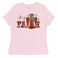 Bubblegum Pink faith our lady of guadalupe cross Ladies Tee - BarkalooDesign