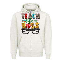 Oatmeal Heather teach like a boss Zipper Hoodie - Zillion Design Studio