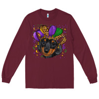 Burgundy mardi gras hat dachshund puppy Long Sleeve Tee - RanaPortraitStore